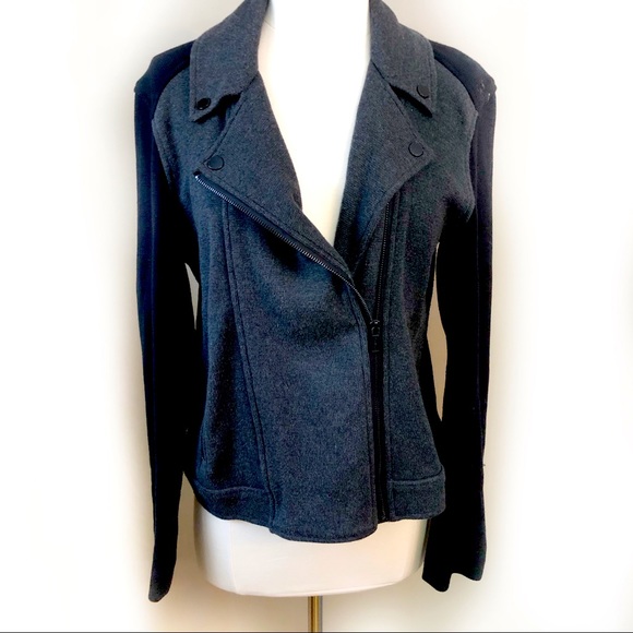 RALPH LAUREN knit grey and black moto jacket size large - Picture 1 of 4